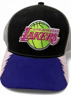LA Lakers Embroidered Logo Snapback Trucker Hat UO Y2K NBA Streetwear Retro Pink